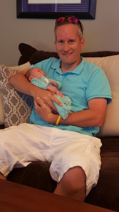 Andy meeting our friends new daughter for the first time!